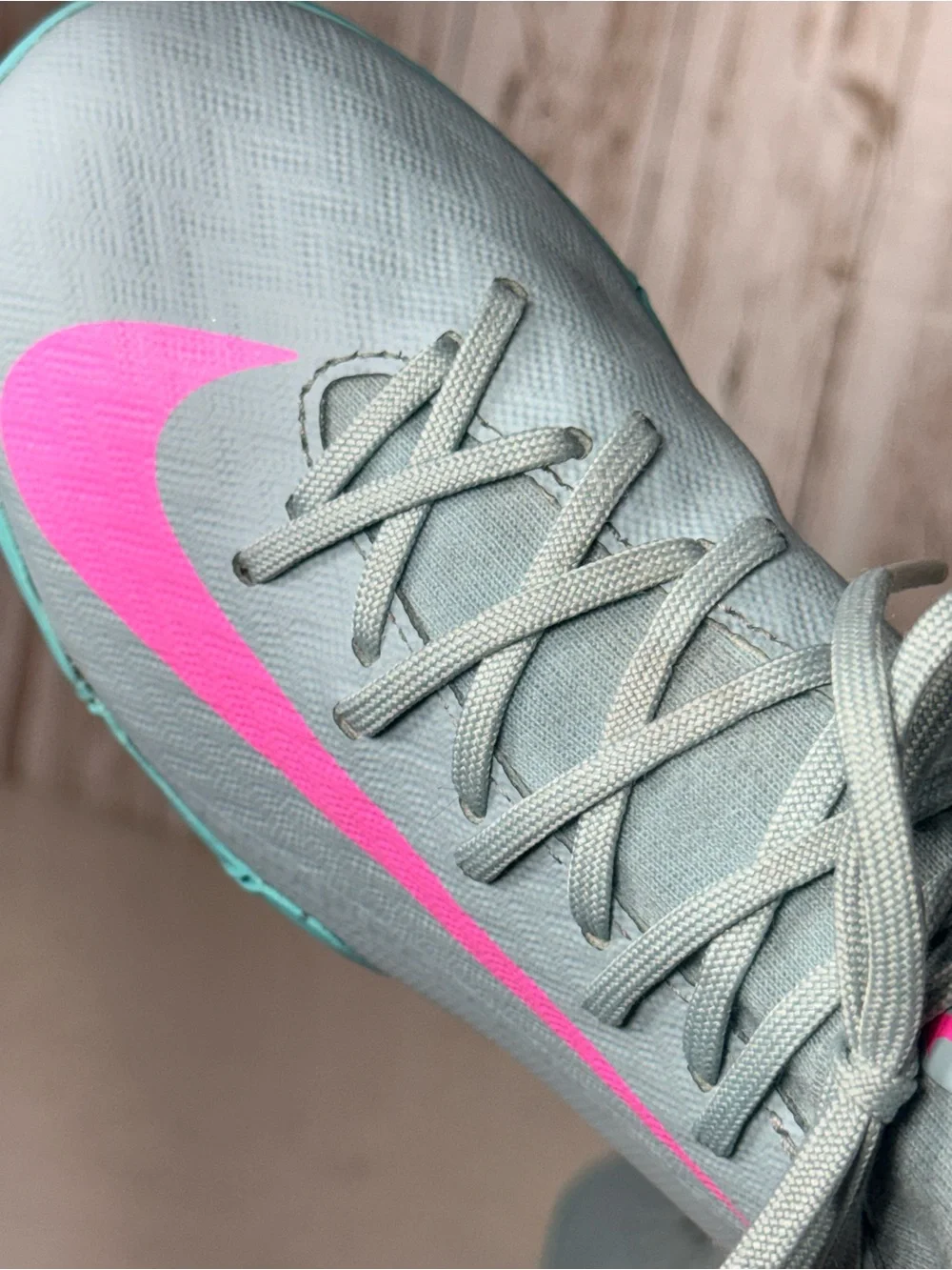 Nike Kids Gray & Pink Turf Soccer Sneakers